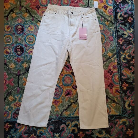 NWT Avec Les Filles High Rise Straight Leg Cropped Jeans Ecru Women's 31 - Picture 2 of 7